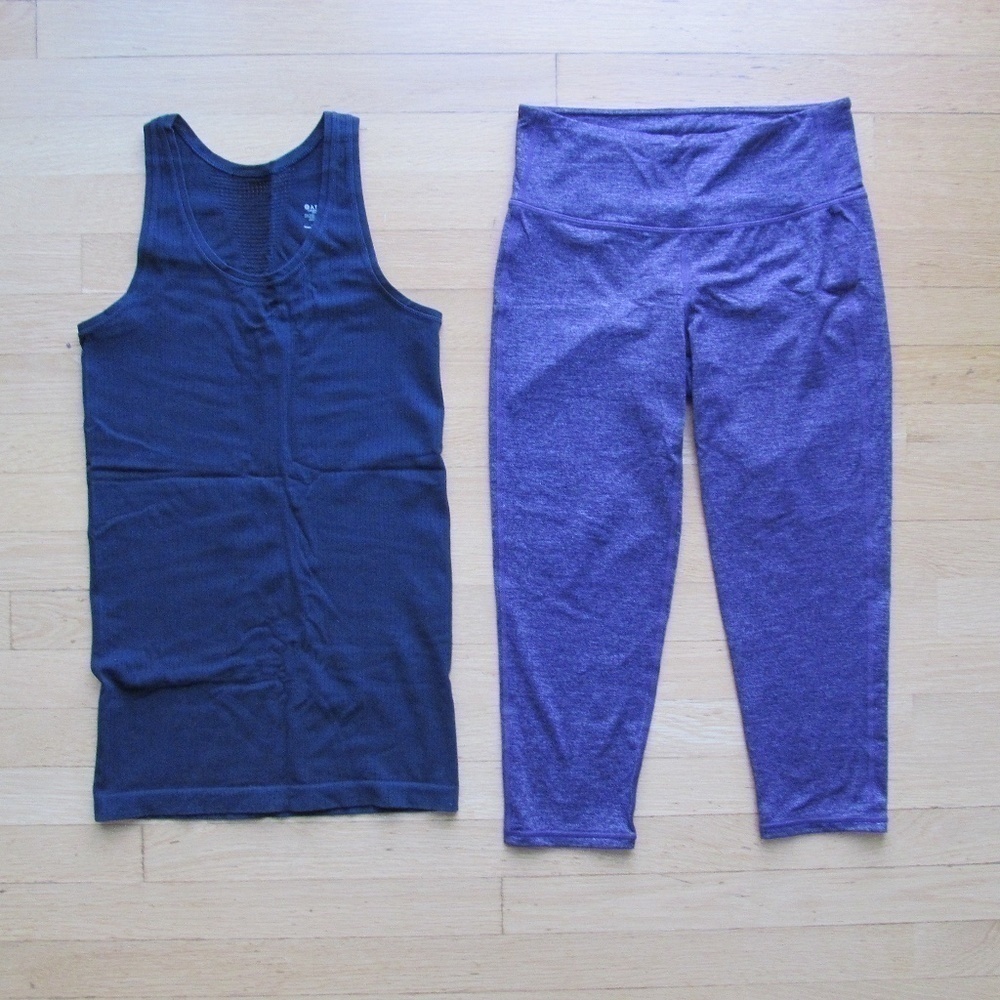 Athleta Two Athletic Workout Clothing Top & Crop Leggings Women's Size S
